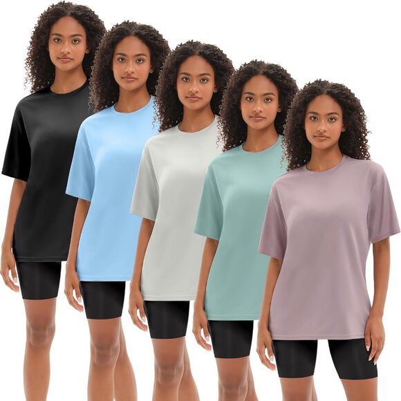 Plus Size Oversized Workout T-Shirts for Women - Stylish Gym Tees in 5 Colors - Picture 1 of 7